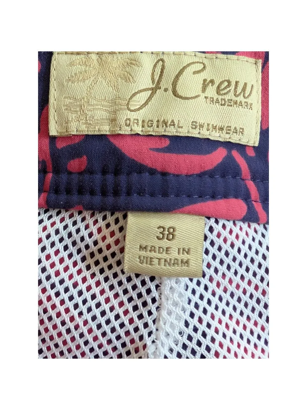 J. Crew 9 Inch Stretch Eco Board Short in Vines Print Purple Pink Palm Leaf 38